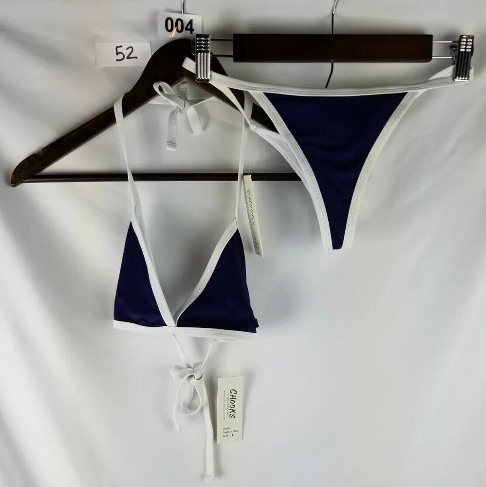 Chooks LA 2 Piece Swimset Bikini Top Thongs M Women's Blue New